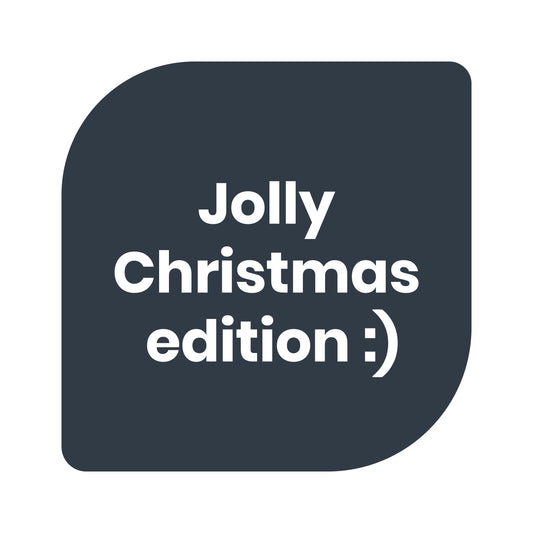 Text graphic that says “Jolly Christmas edition :)”.
